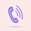 Phone call 3d icon. Telephone receiver or handset sign. Hotline, support symbol. Vector illustration Royalty Free Stock Photo